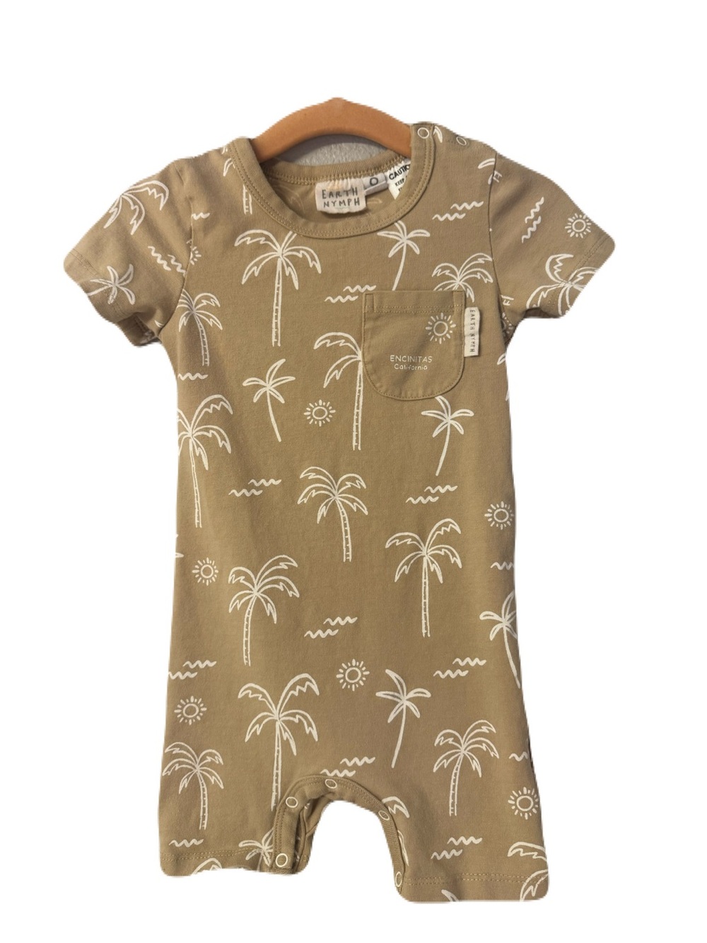 Earth Nymph Encinitas California Tan Palm Tree Romper